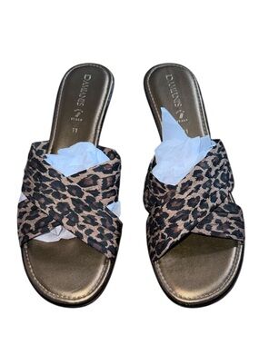 Damiants Leopard Print Slip-On Wedge Sandals - Brown